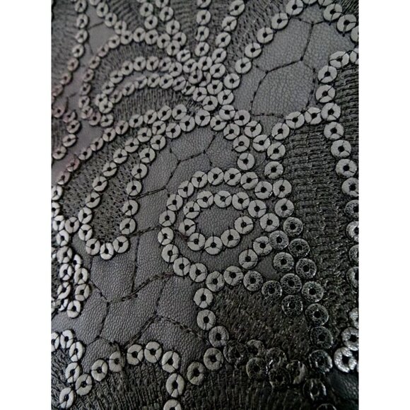 NEW! Blank NYC Vegan Leather Black Sequined Embroidery Detail Mini Skirt SZ 26 - Picture 12 of 14